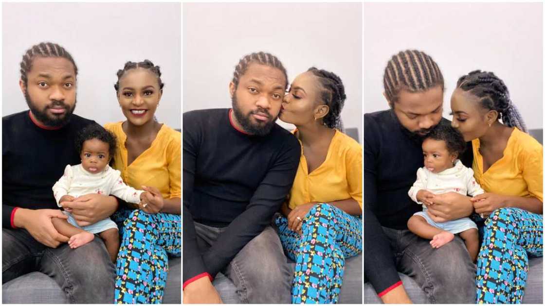 Photos of Nigerian family with father wearing plaited hair generate reactions Photos of Nigerian family with father wearing plaited hair generate reactions