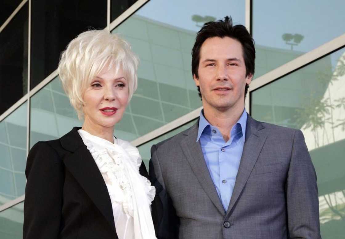 Keanu Reeves (R) and his mother, Patricia Taylor, attend an event in Los Angeles, California