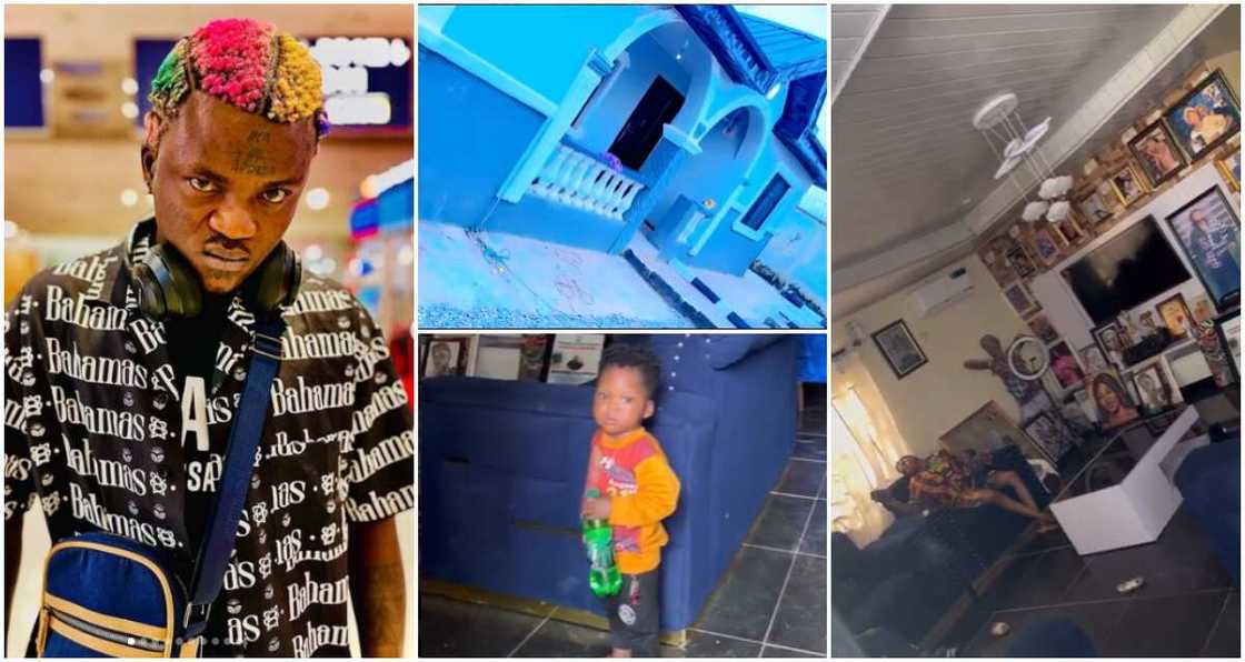 Nigerian singer Portable with his wife and kids in his house Nigerian singer Portable with his wife and kids in his house