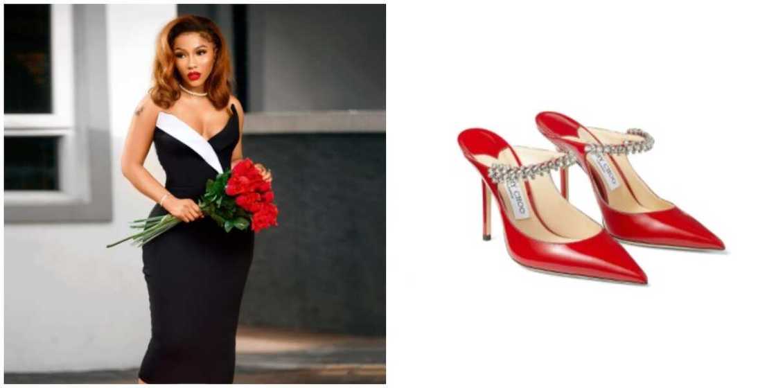 Photos of Mercy Eke and the shoes. Photos of Mercy Eke and the shoes.
