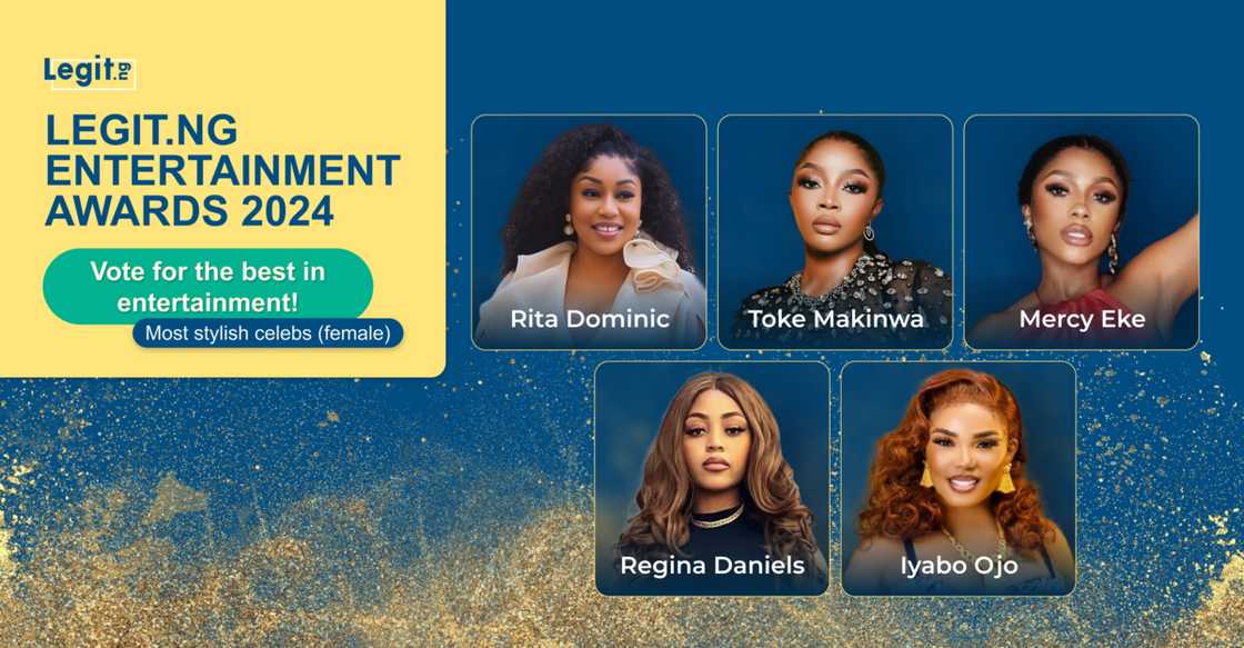 Most Stylish Female Celebrity, Legit.ng entertainment awards 2024 Most Stylish Female Celebrity, Legit.ng entertainment awards 2024