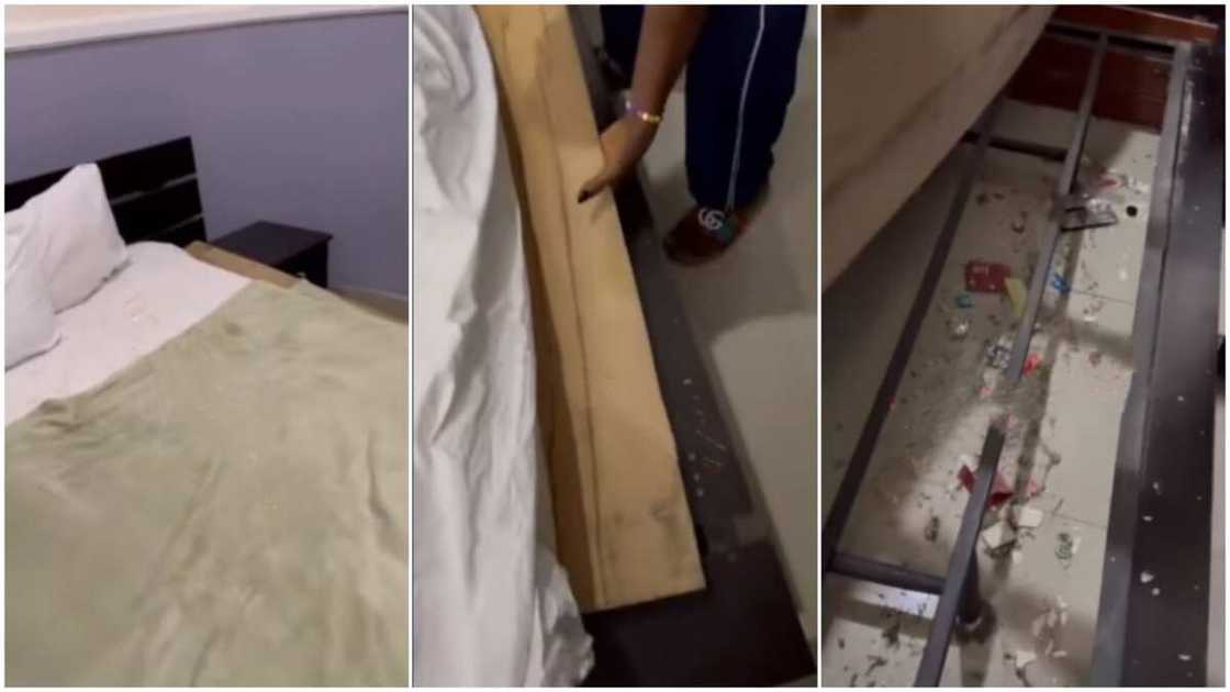 The bed had dirty things under. The bed had dirty things under.