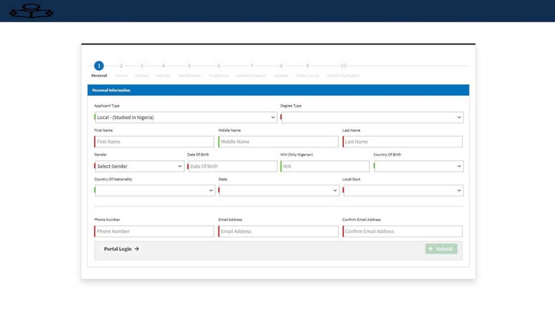 A screenshot of the Khalifa Isyaku Rabiu University admission page.