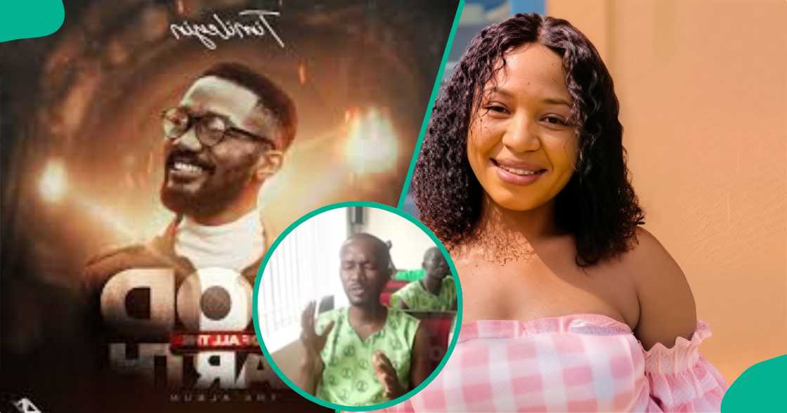 Gospel singer Timilehin Ajayi spotted praying in court. Gospel singer Timilehin Ajayi spotted praying in court.