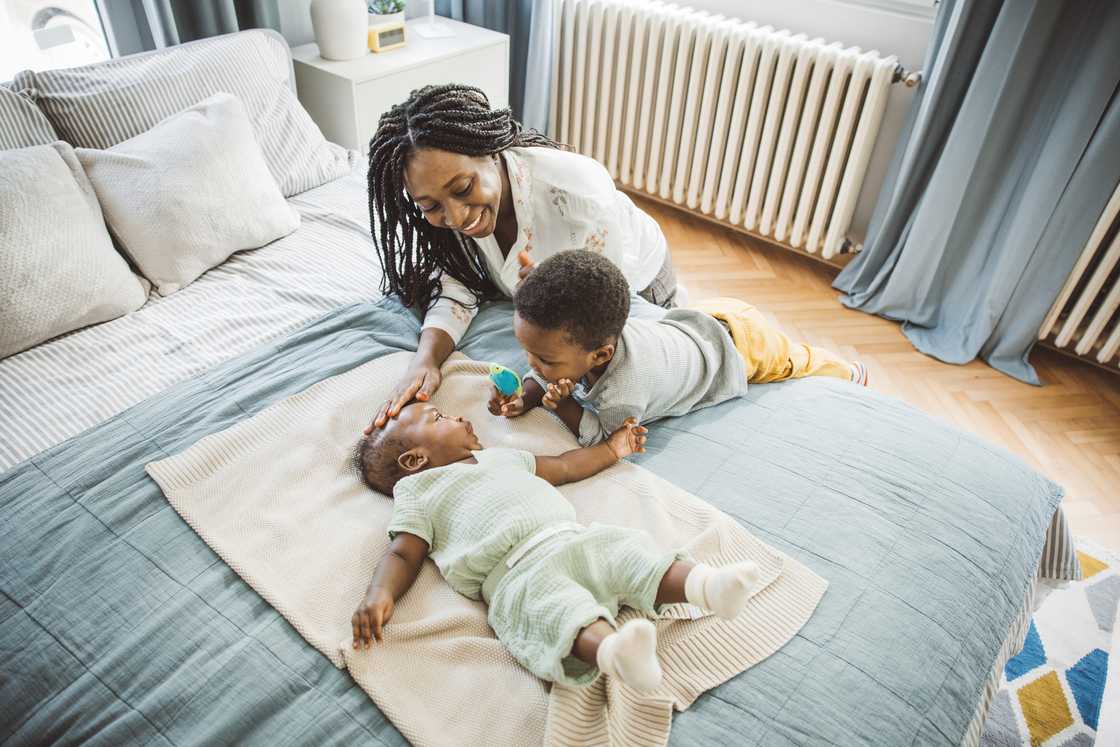 A mom and her kids A mom and her kids