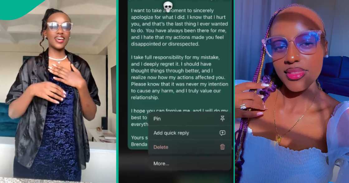 Mixed reactions as lady displays heartfelt apology letter she sent her strict father on WhatsApp