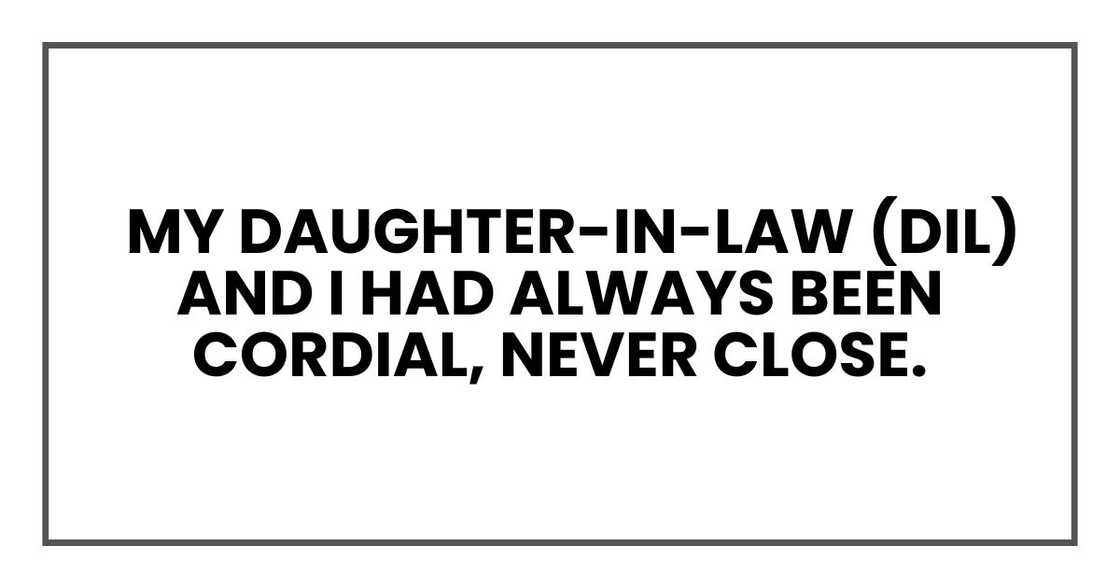 My daughter-in-law (DIL) and I had always been cordial, never close