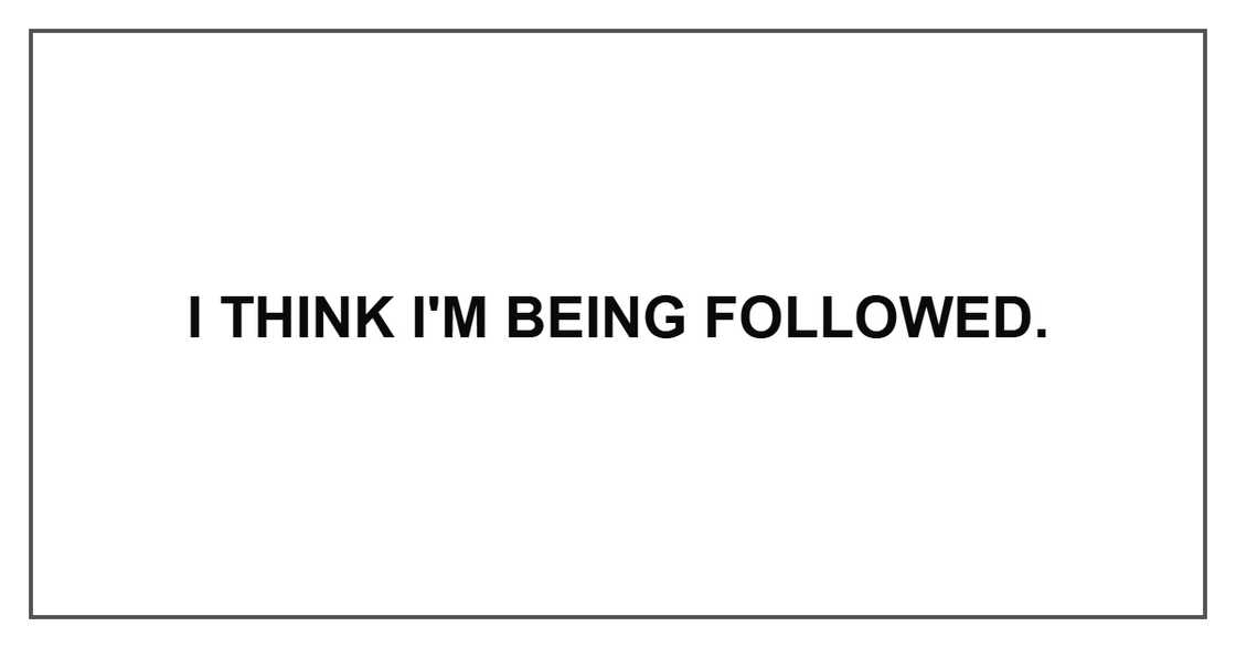 I think I'm being followed. I think I'm being followed.