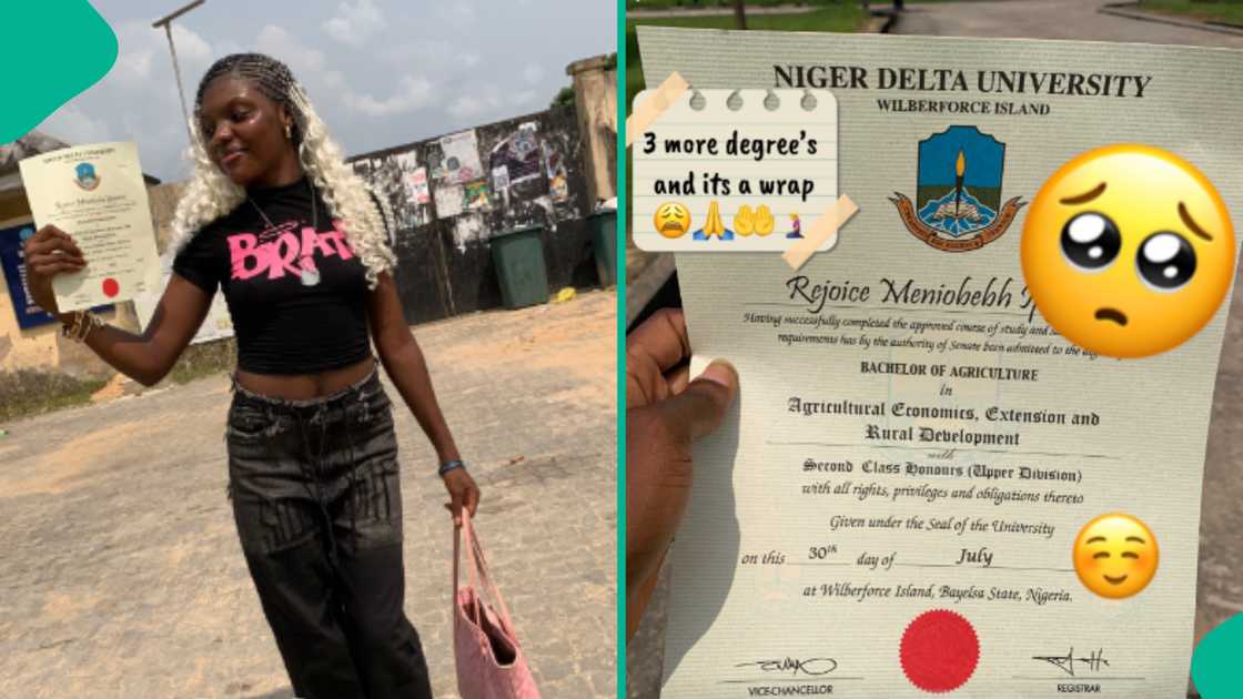 Joy as Niger Delta University student who had 13 missing scripts in year one signs out with second class upper, flaunts her certificate Joy as Niger Delta University student who had 13 missing scripts in year one signs out with second class upper, flaunts her certificate