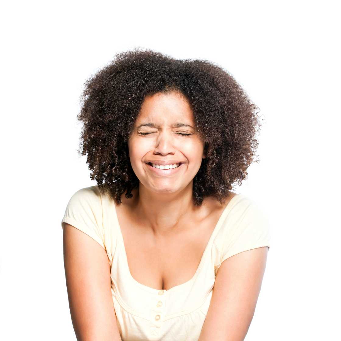 A young woman crying