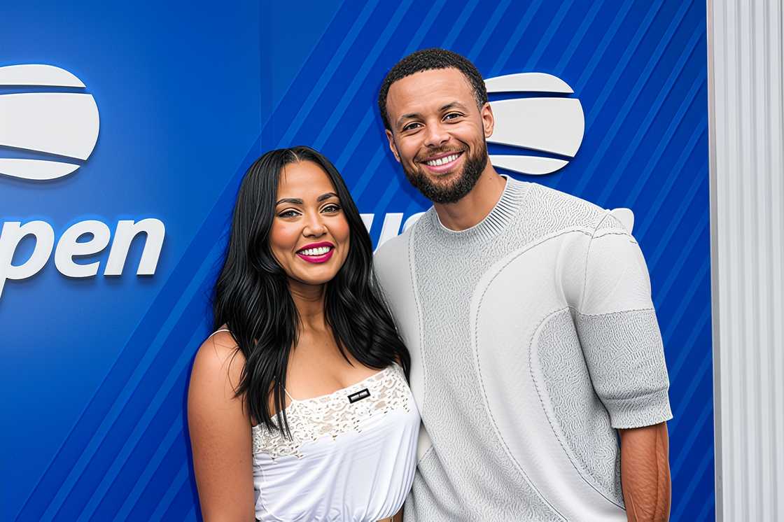 Ayesha Curry and Stephen Curry pose at the USTA Billie Jean King National Tennis Centre Ayesha Curry and Stephen Curry pose at the USTA Billie Jean King National Tennis Centre