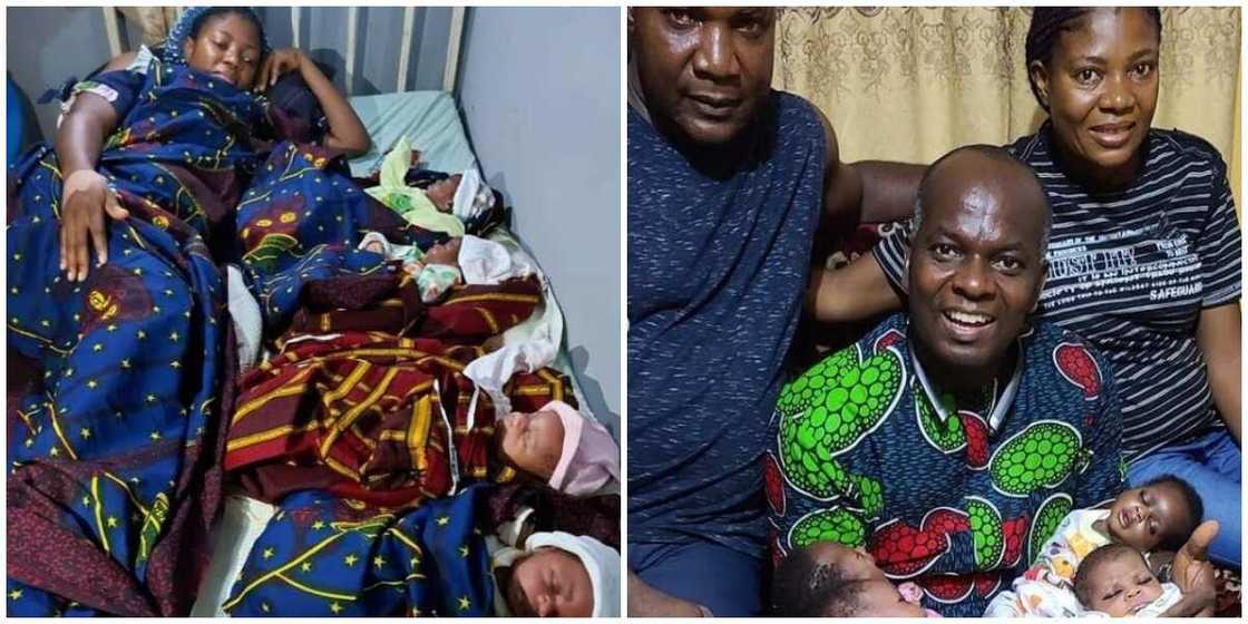 Photos as Nigerian Woman Gives Birth to Quadruplets after 16 Years of Waiting Photos as Nigerian Woman Gives Birth to Quadruplets after 16 Years of Waiting
