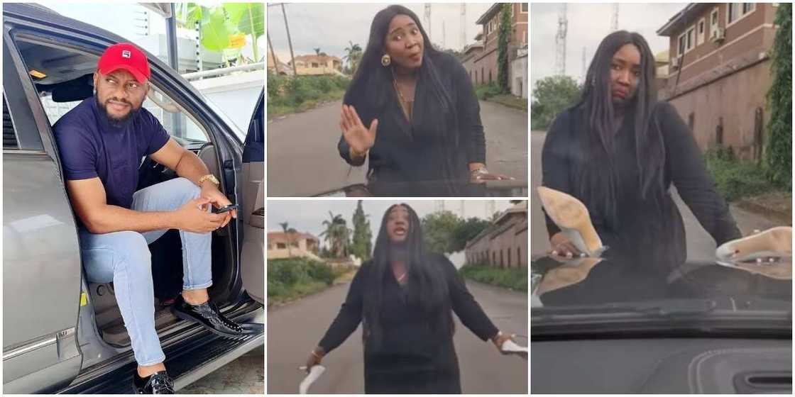 Yul Edochie, Judy Austin blocks the road for Yul Edochie, Judy Austin on the road, Judy Austin and Yul Edochie create drama