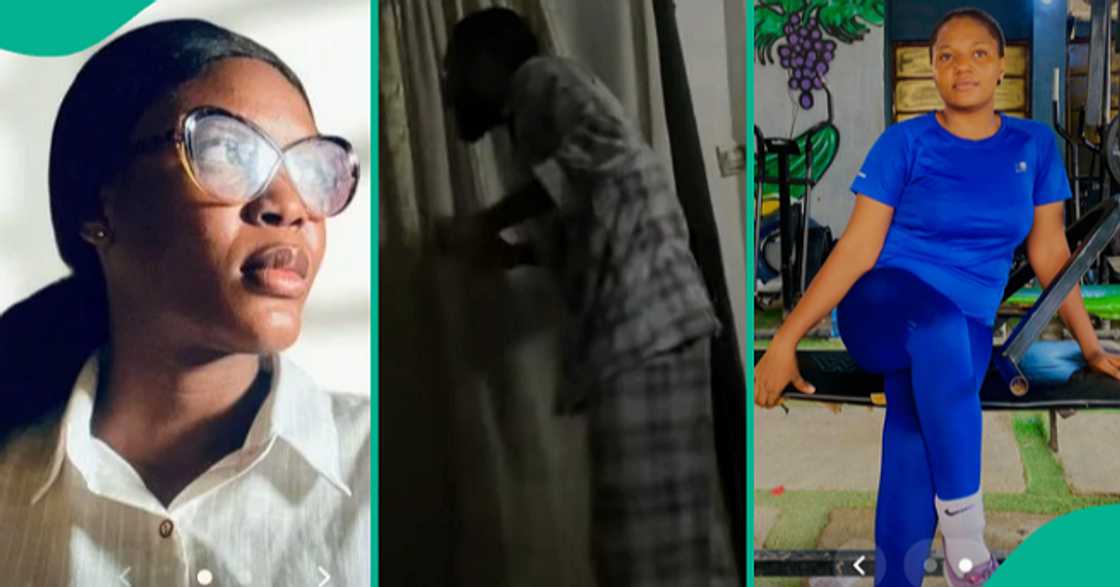 Lady posts video of her elder brother praying during a visit to her school. Lady posts video of her elder brother praying during a visit to her school.