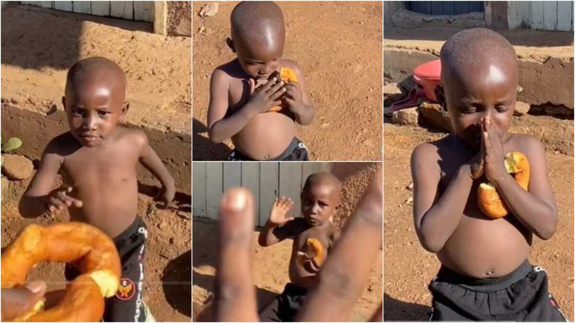Little boy shows gratitude to God Little boy shows gratitude to God