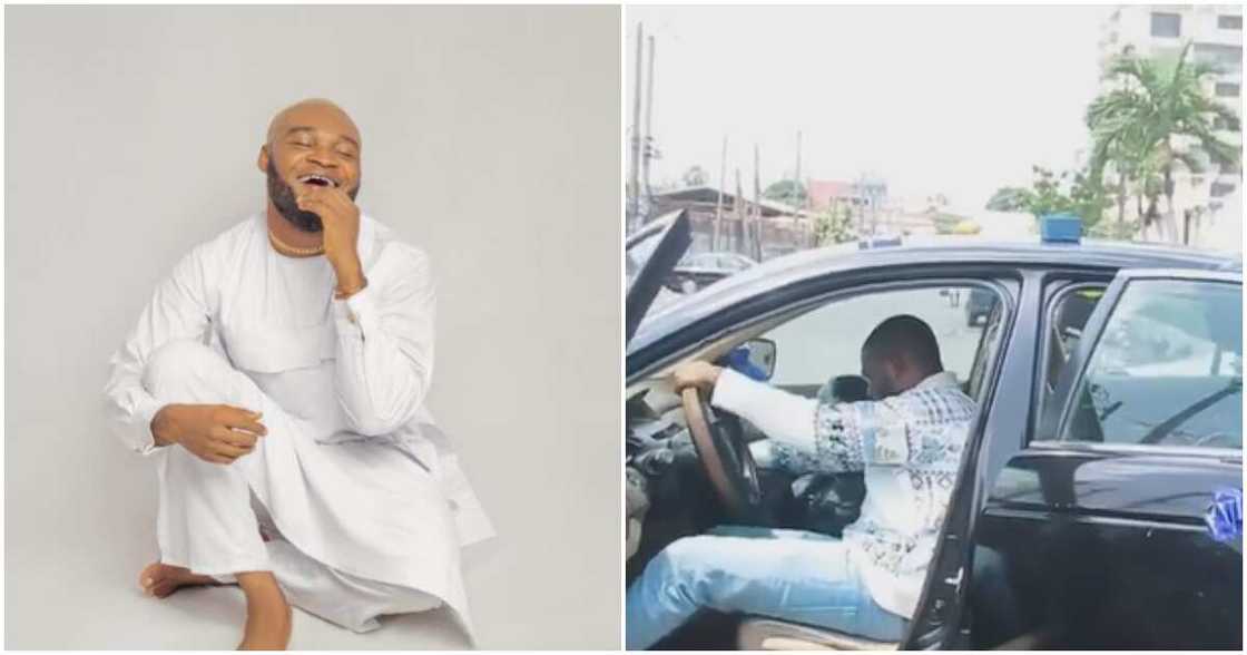 Actor Henry Emeka testing his new car Actor Henry Emeka testing his new car
