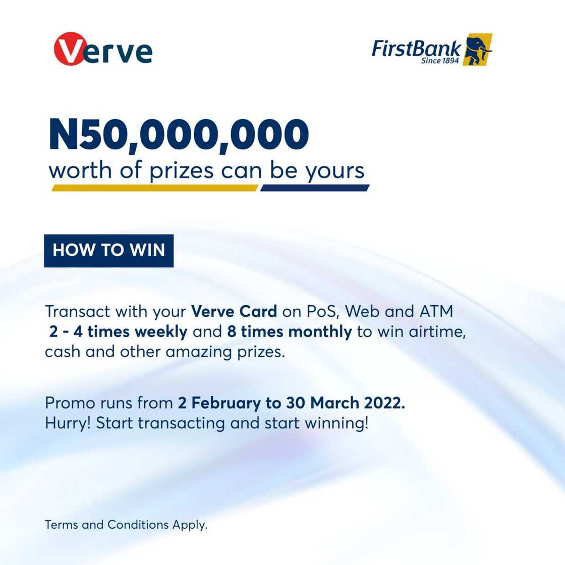 Win Amazing Rewards or a Brand New Car in the First Bank Verve Card Transact and Win Promo Win Amazing Rewards or a Brand New Car in the First Bank Verve Card Transact and Win Promo