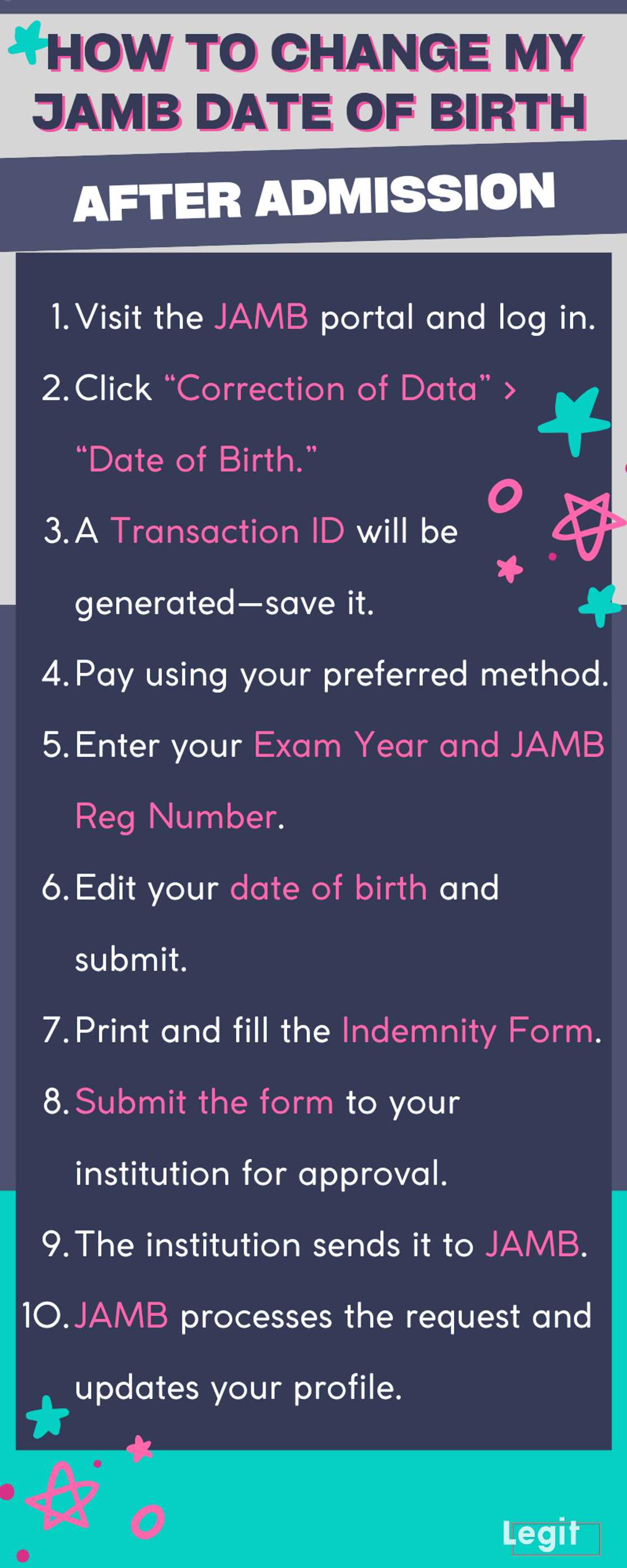 How to change my JAMB date of birth after admission