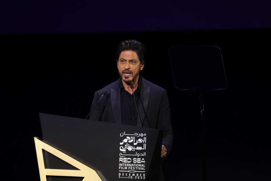 Shahrukh Khan speaks onstage during the Opening Night Gala at the Red Sea International Film Festival in Jeddah, Saudi Arabia Shahrukh Khan speaks onstage during the Opening Night Gala at the Red Sea International Film Festival in Jeddah, Saudi Arabia
