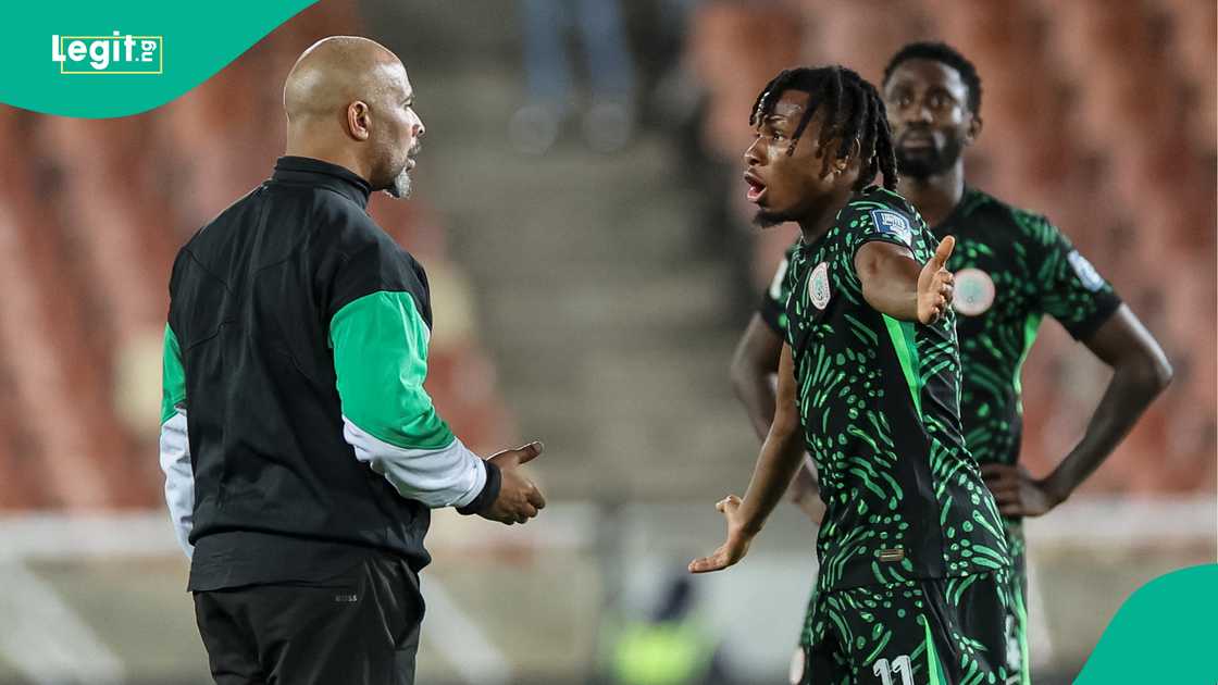 Eric Chelle, Samuel Chukwueze, Wilfred Ndidi, Super Eagles, Nigeria, Lesotho, Polokwane, South Africa. Eric Chelle, Samuel Chukwueze, Wilfred Ndidi, Super Eagles, Nigeria, Lesotho, Polokwane, South Africa.