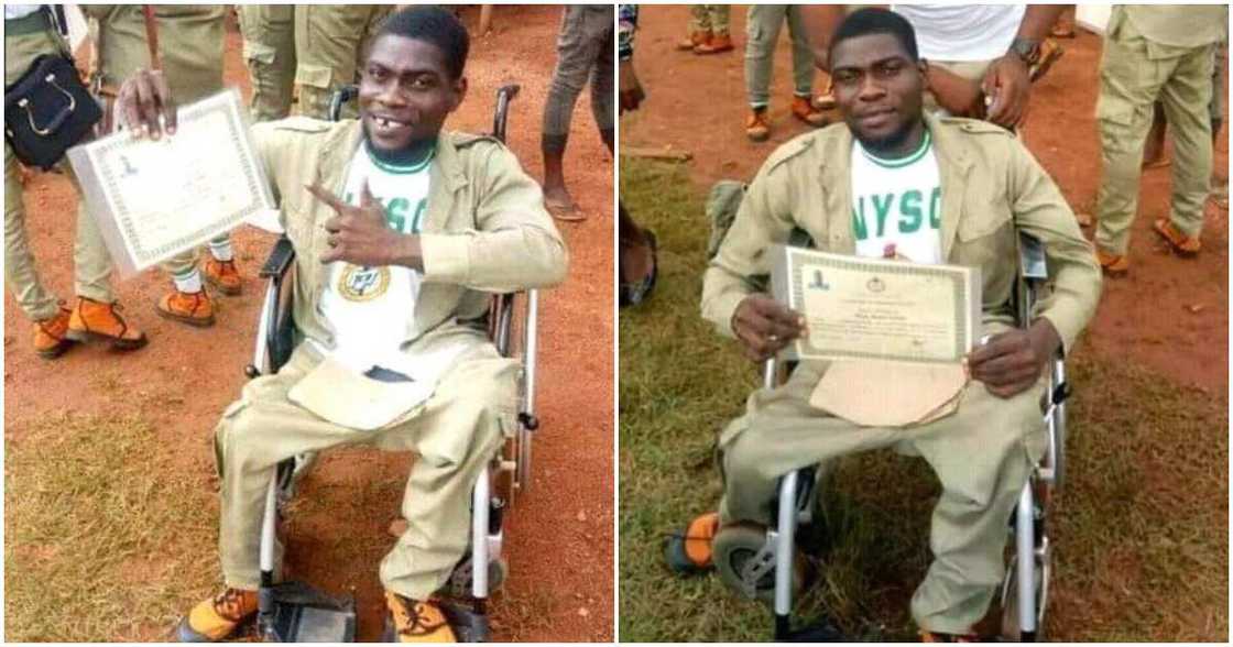 Photos of physical-challenged man who completed NYSC surfaces online Photos of physical-challenged man who completed NYSC surfaces online