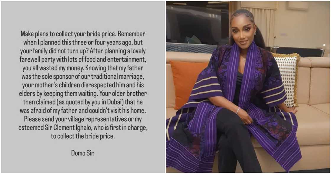 Screenshot as Ighalo’s ex-wife Sonia tells him to come and collect his bride price Screenshot as Ighalo’s ex-wife Sonia tells him to come and collect his bride price