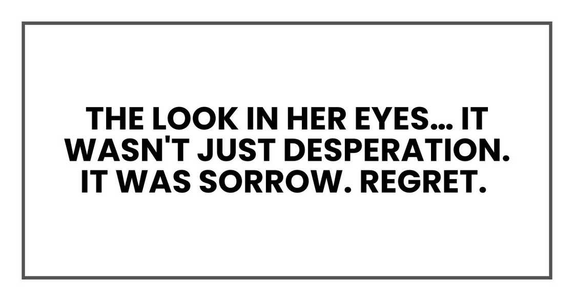the look in her eyes… it wasn't just desperation. It was sorrow. Regret.