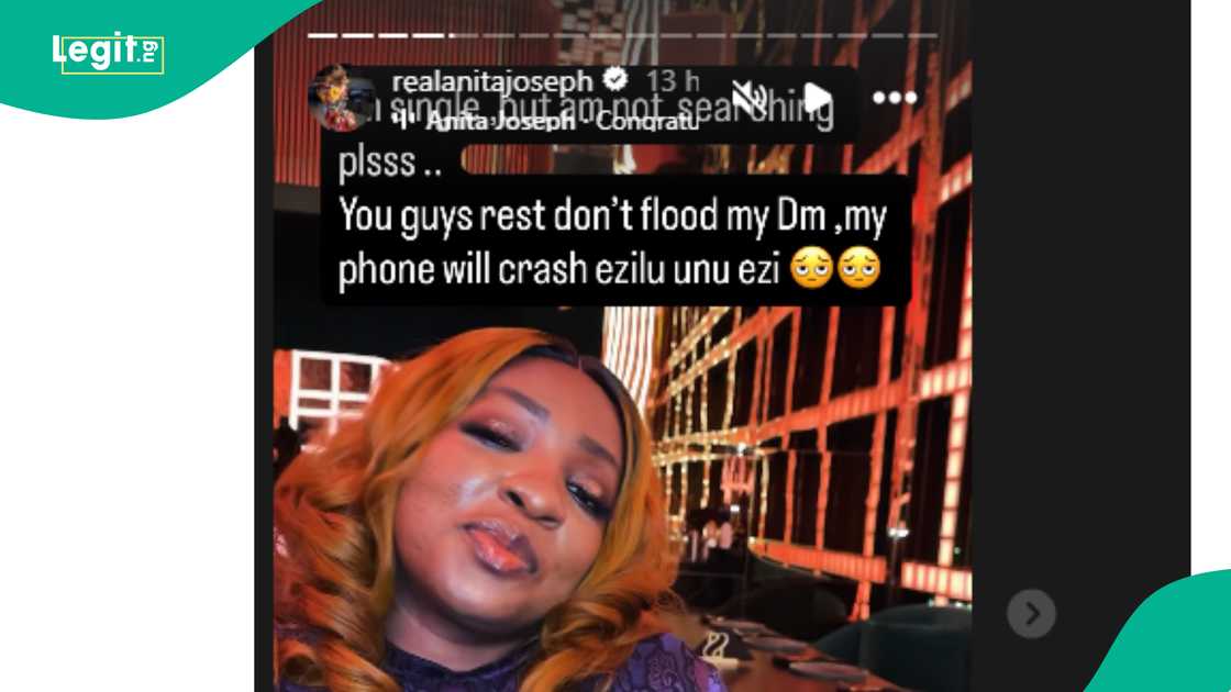Actress Anita Joseph laments as men flood her DM after marriage collapse. Actress Anita Joseph laments as men flood her DM after marriage collapse.
