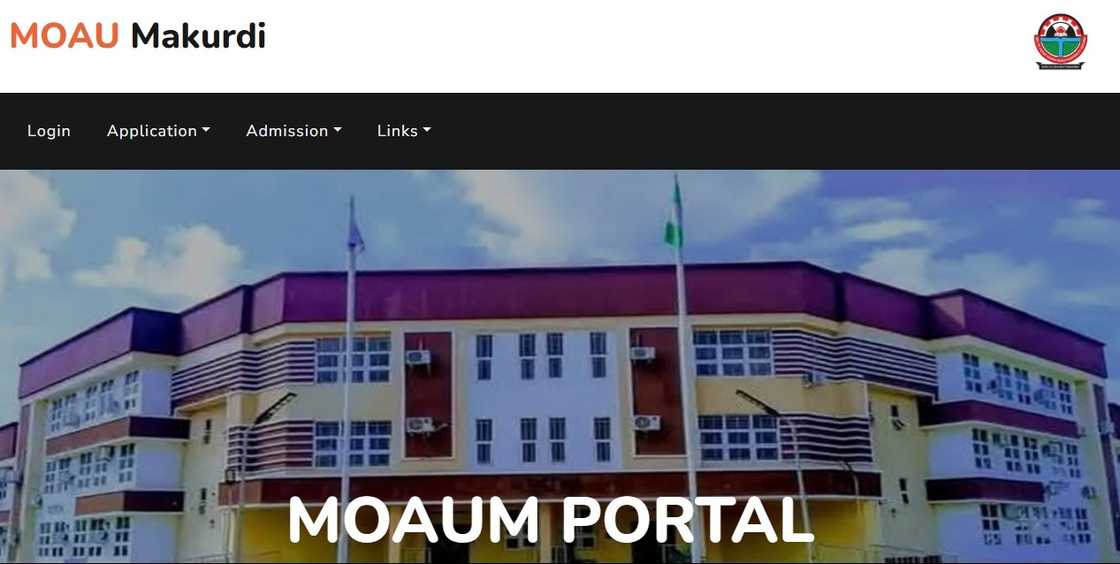 Benue State University's portal homepage