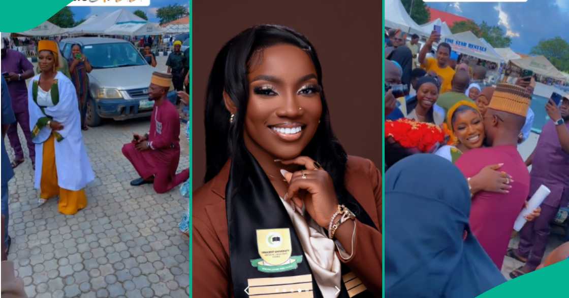 Lady Cries As Her Boyfriend Proposes To Her on Graduation Day, Emotional Video Trends