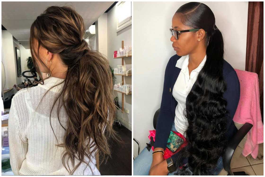 Loose and low ponytail