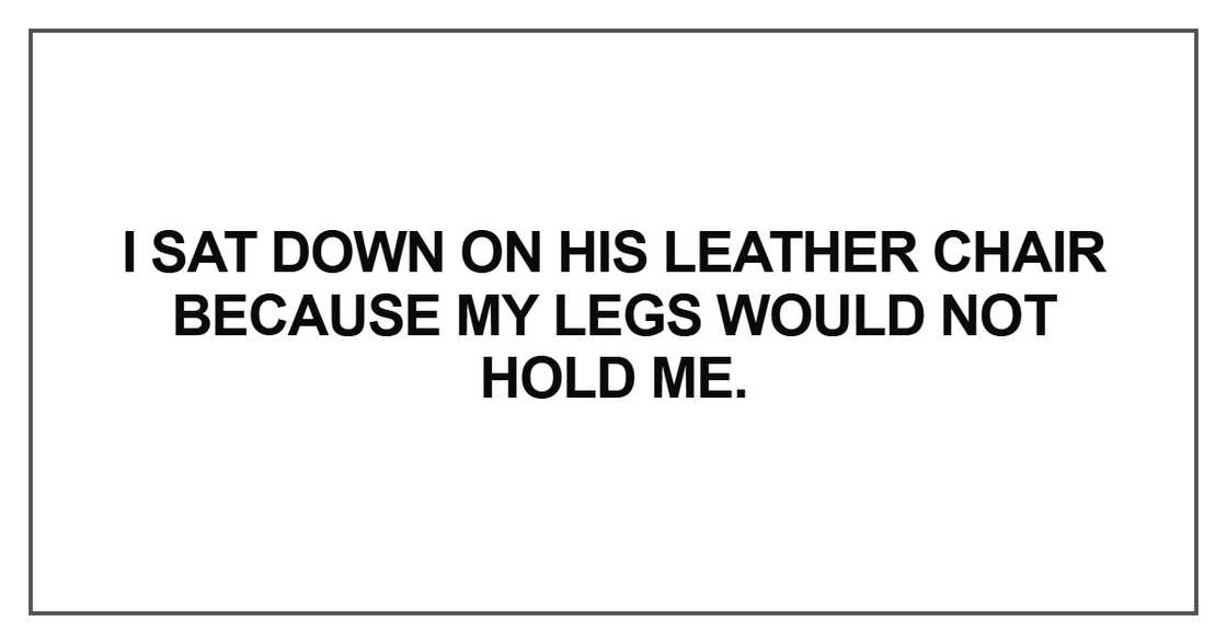 I sat down on his leather chair I sat down on his leather chair