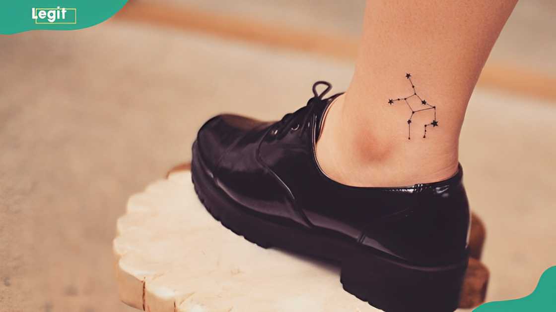 A line-and-dot constellation tattoo