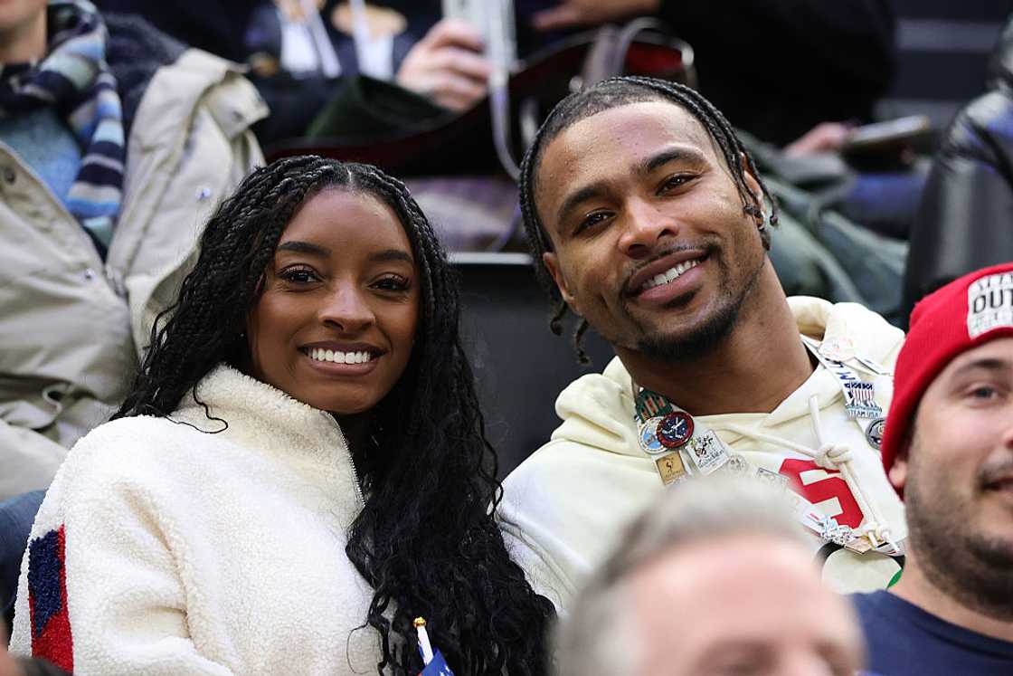 Simone Biles and Jonathan Owens in Milan, Italy. Simone Biles and Jonathan Owens in Milan, Italy.