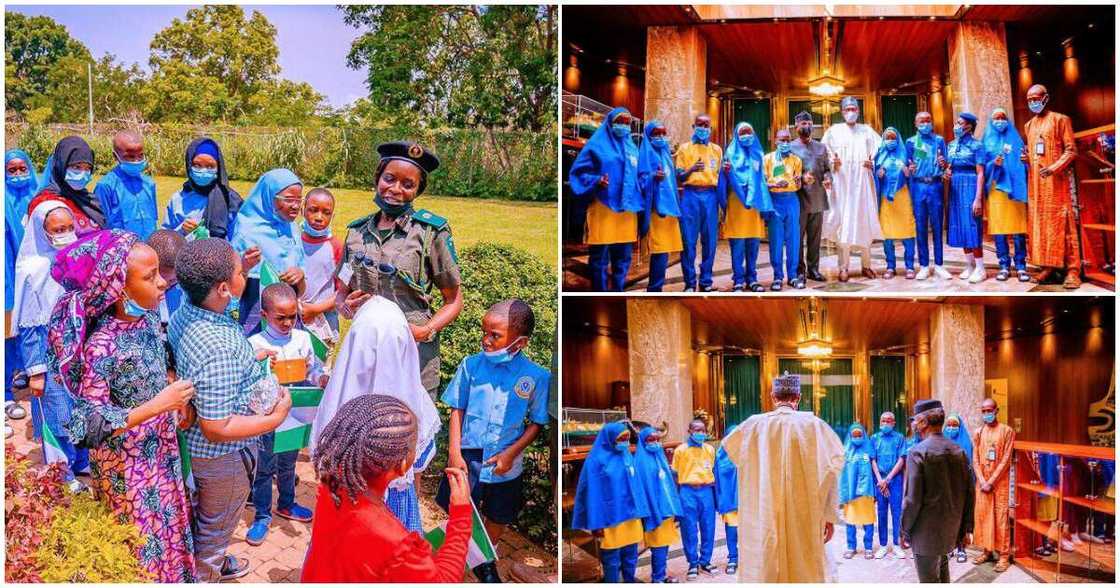 Children's Day: Buhari, Osinbajo host 10 students from NorthEast Learning Centre Children's Day: Buhari, Osinbajo host 10 students from NorthEast Learning Centre