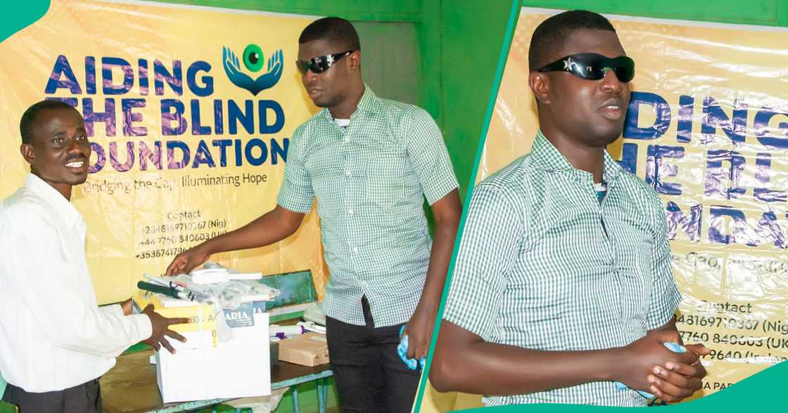 Visually impaired man donates talking clocks and other Items to blind school