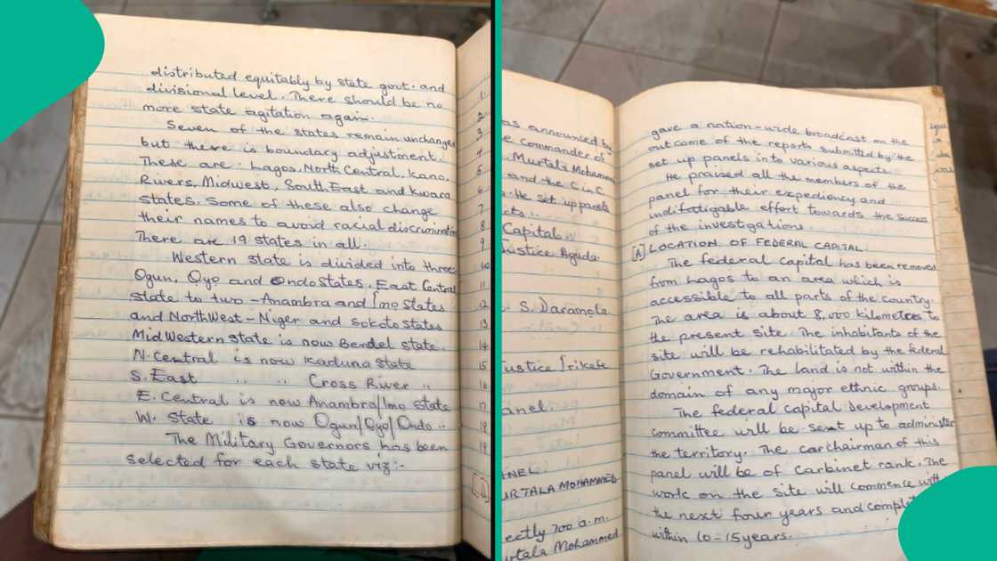 The woman wrote about FCT and Lagos in her notebook. The woman wrote about FCT and Lagos in her notebook.