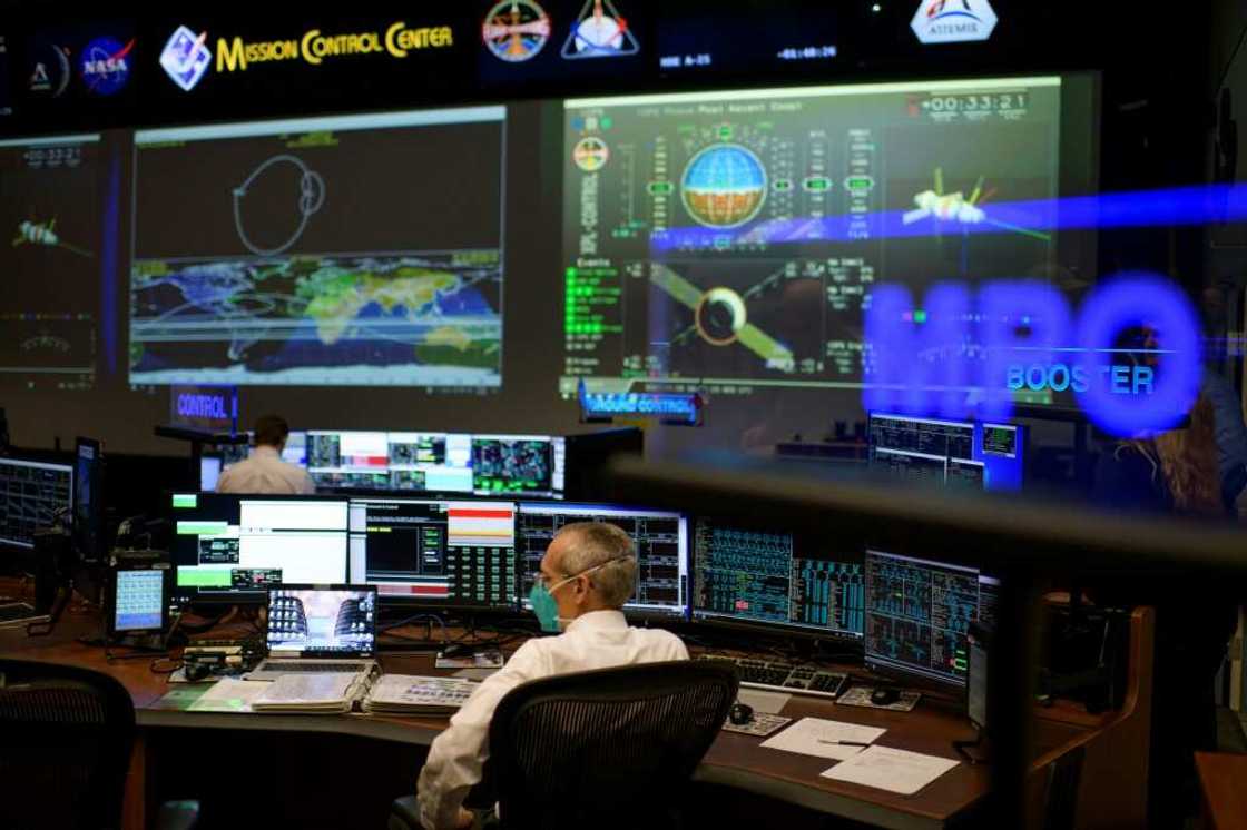 The White Flight Control Room at the Johnson Space Center's Mission Control Center in Houston, Texas