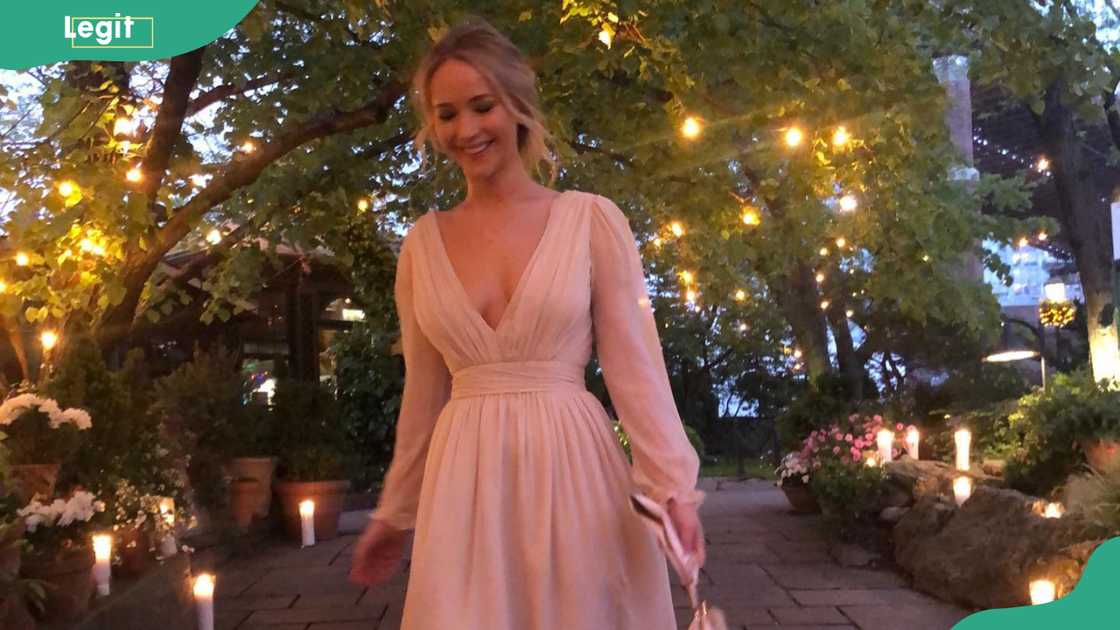 Jennifer Lawrence in her blush gown