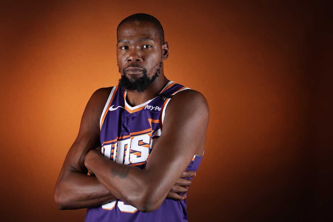 Kevin Durant poses for a portrait during media day at Footprint Centre in Phoenix Kevin Durant poses for a portrait during media day at Footprint Centre in Phoenix