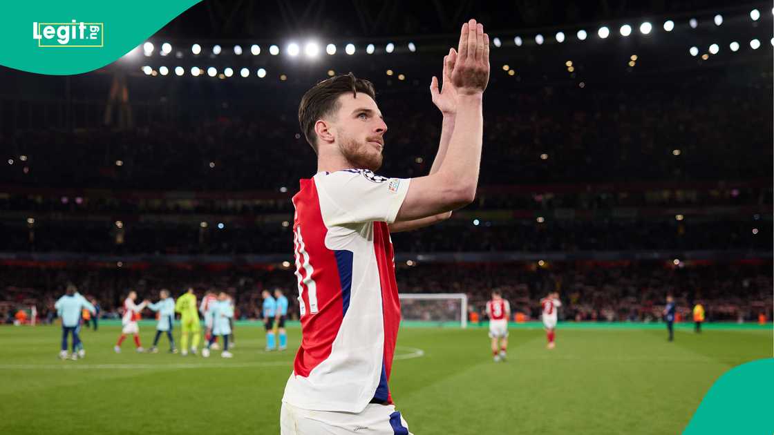 Declan Rice, Arsenal, Real Madrid, Emirates Stadium, London, England, UEFA Champions League Declan Rice, Arsenal, Real Madrid, Emirates Stadium, London, England, UEFA Champions League