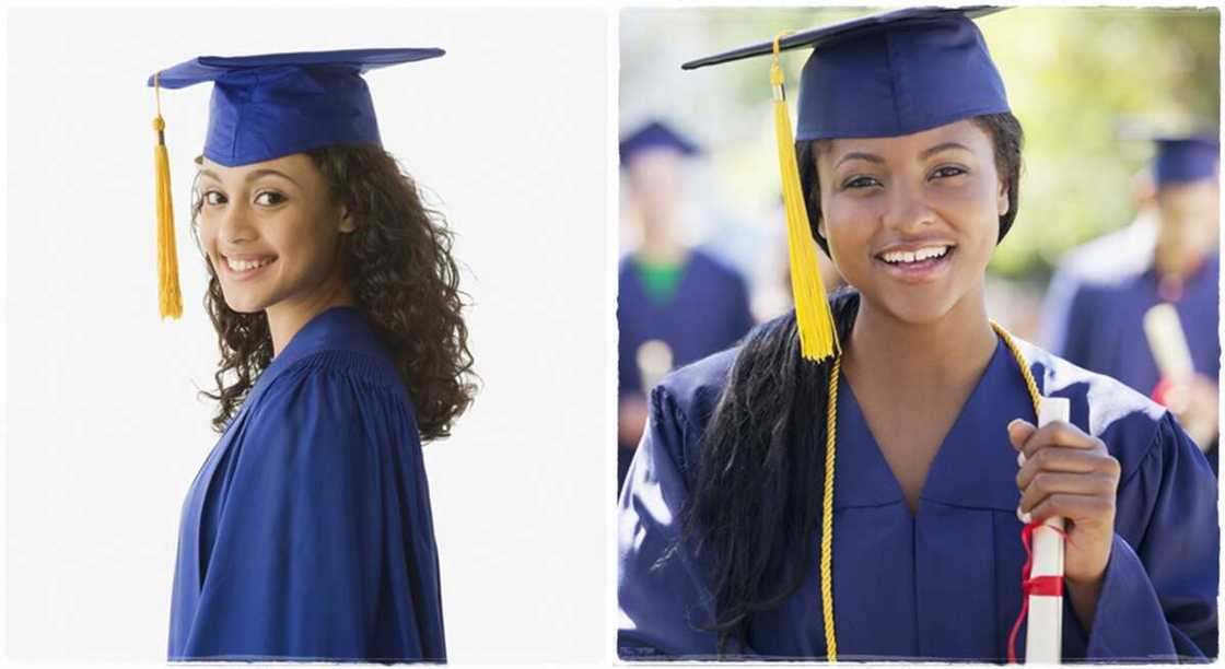 Photos of a lady graduating from school. Photos of a lady graduating from school.