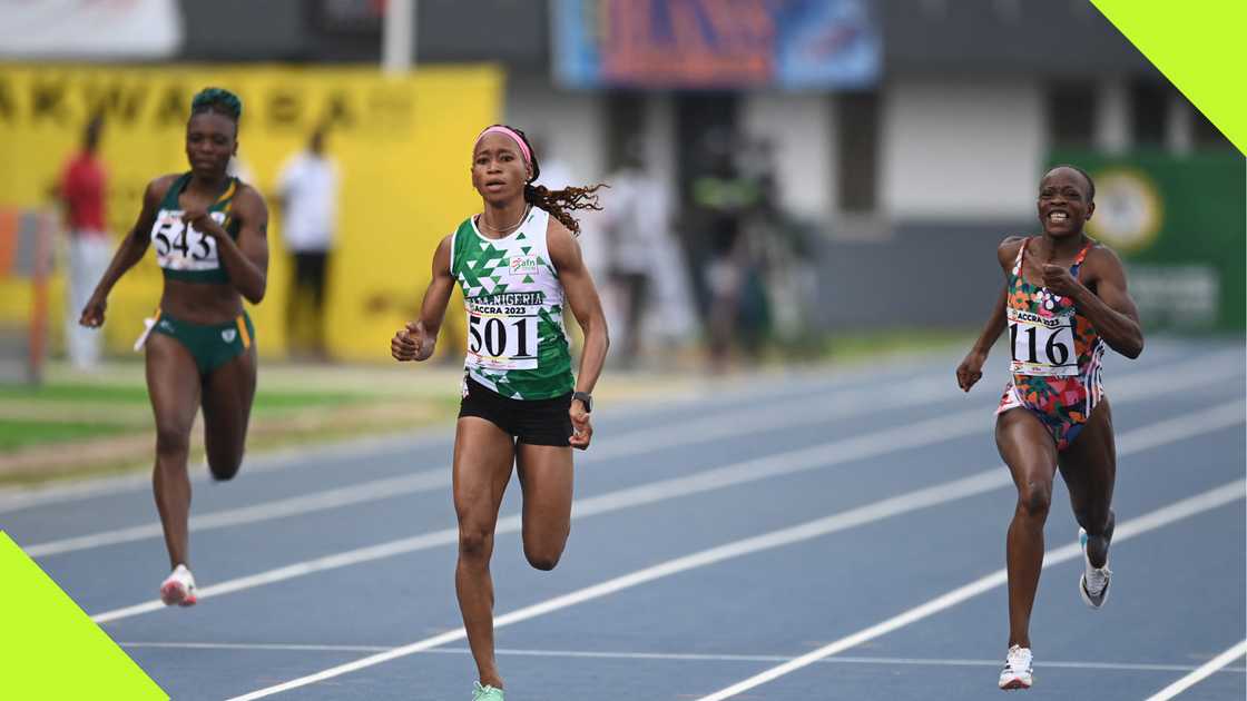 Olayinka Olajide competing at the 13th African Games in Accra.