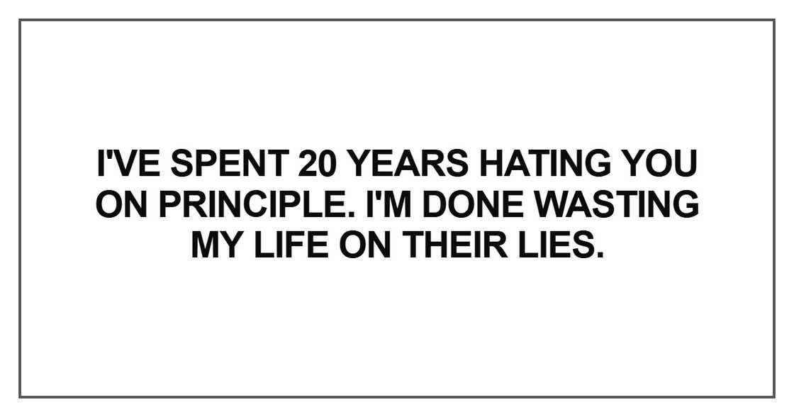 I've spent 20 years hating you on principle I've spent 20 years hating you on principle