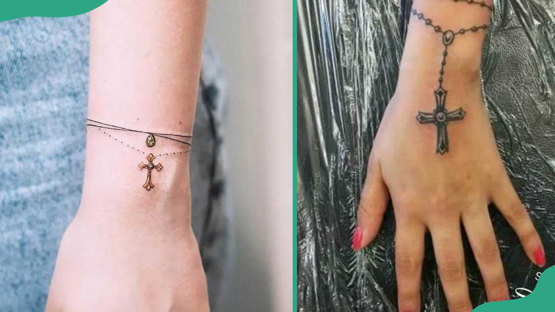 Cross bracelet tattoos.