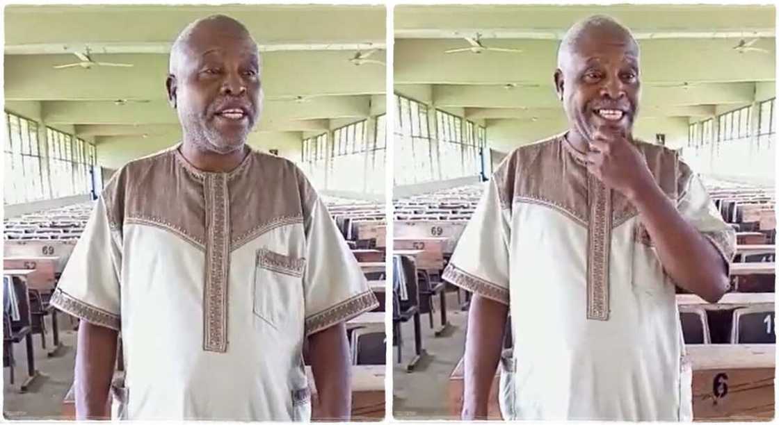 Photos of a lecturer alone in an empty class.