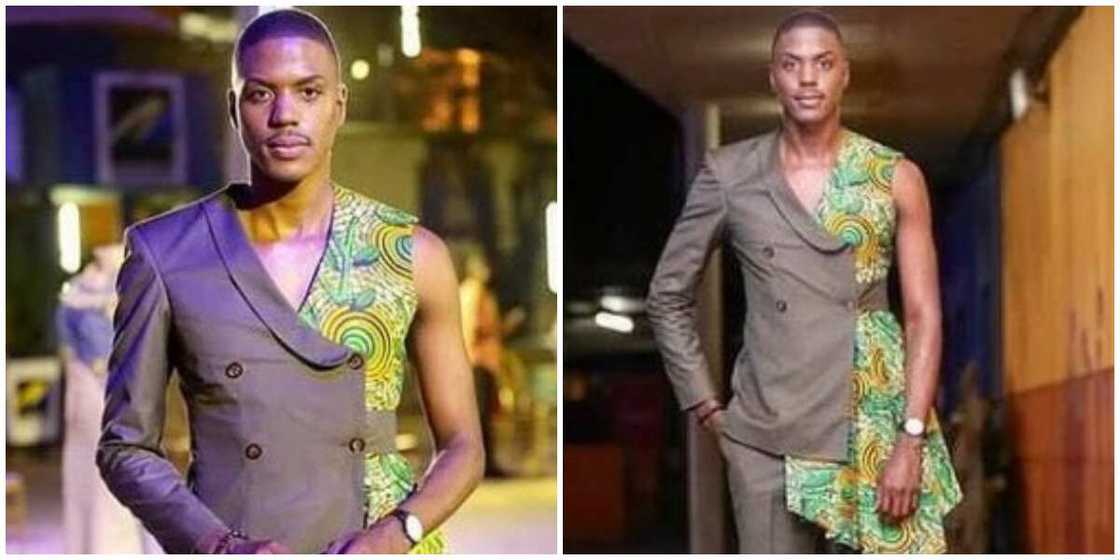 Photos of a man in a two-piece suit. Photos of a man in a two-piece suit.