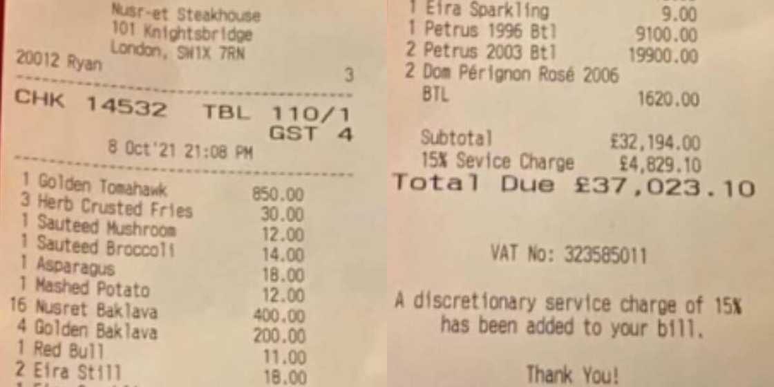 A table of four spent over N20m on food and drinks