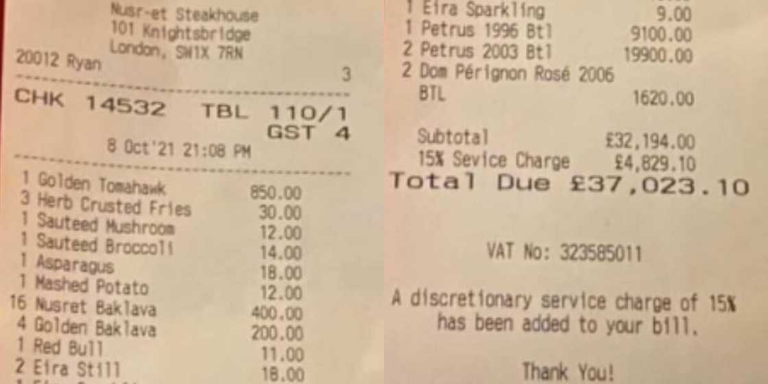 A table of four spent over N20m on food and drinks A table of four spent over N20m on food and drinks