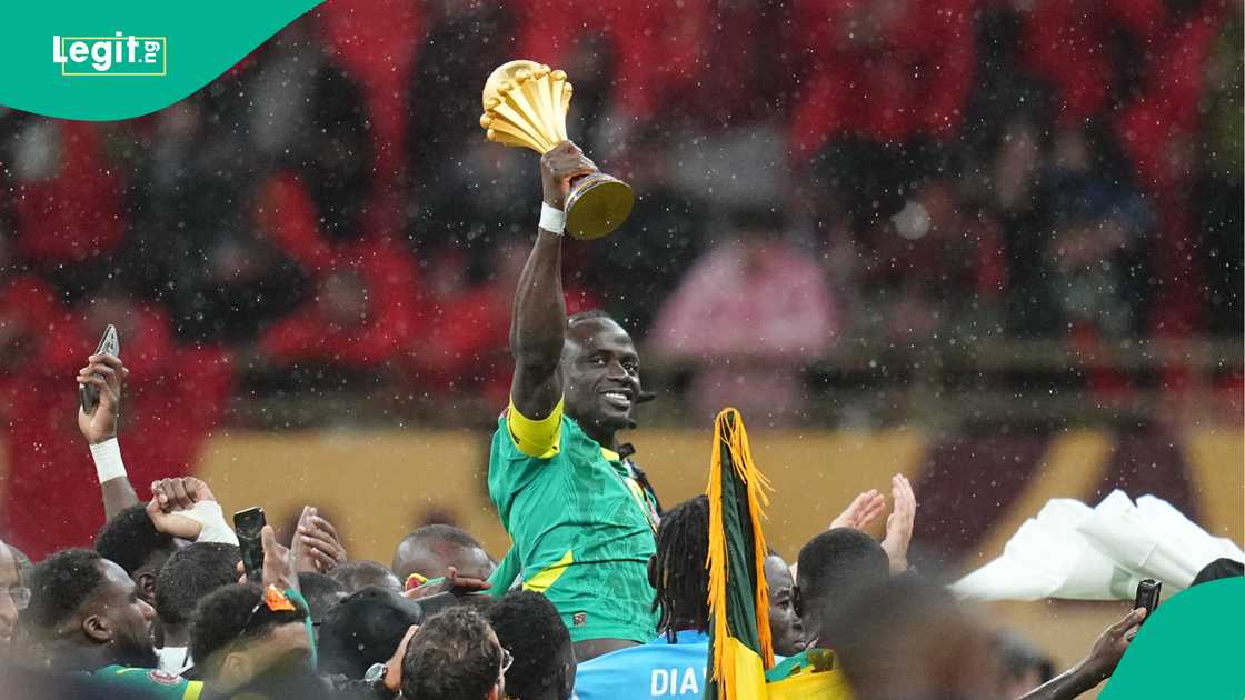 Sadio Mane celebrate with AFCON trophy afer the final between Morocco and Senegal on January 19, 2026. Photo by NurPhoto